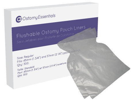 Flushable ostomy pouch liners